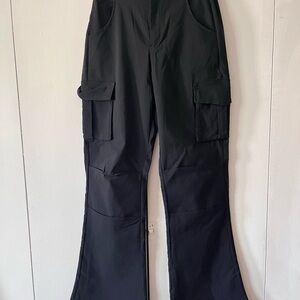 Black Cargo Flare Pants - Women Studio Work Pants